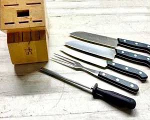 Henckels Knife Set w/ Block – Santoku Chef Carving Knife Fork & Honing Steel