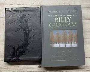 Christian Book Lot NKJV Holy Bible Leather & Cherished Works of Billy Graham