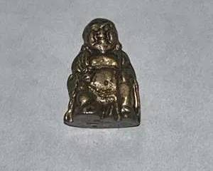  Mini Brass Laughing Buddha Figurine – Tiny Pocket Shrine Charm / Lucky Statue