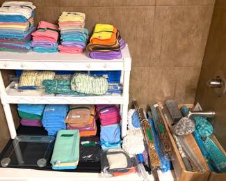 Assorted micro fiber cleaning products. 