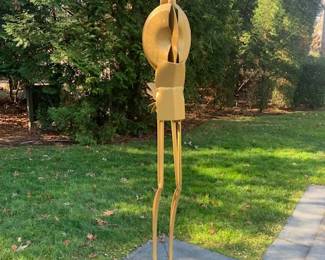 A Great Garden Piece  Standing Figure - Iron Painted Yellow 