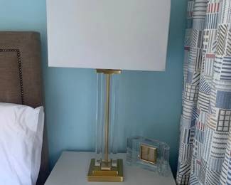 Pair of Lucite and Brass Lamps