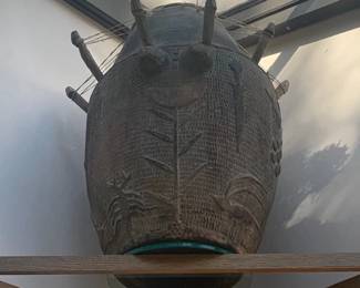 Carved  Leather Top Drum from Africa 