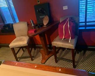 Pair Chairs Middle Pie Shaped Table 