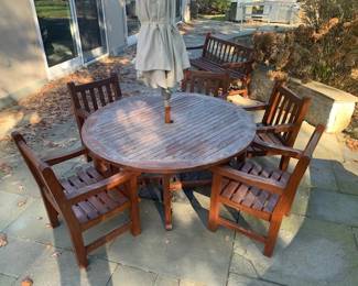 Teak  Round Table w/ 5 Chairs