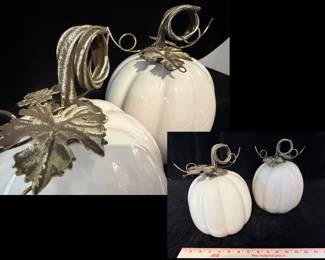 Glazed ceramic gourds from Fleur Detroit.  10" high. Set of two.  Excl. Cond.  $25