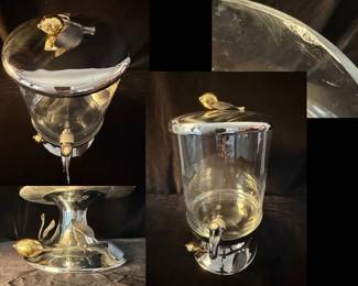 Michael Aram large beverage dispenser. Stunning.  Small chip on rim undetectable with lid. 17" x 8"  $175