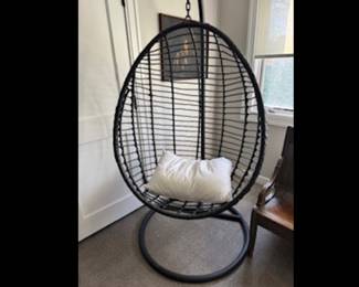 Hanging Indoor/Outdoor Chair Rattan Chair with Iron Support Base.  80”h - Seating: 46”h x 36”w x 24”d
$225
