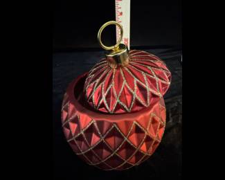 Christmas glass candy jar.  $5