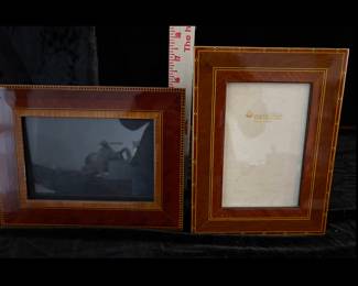 Set of two picture frames with wood inlay $25