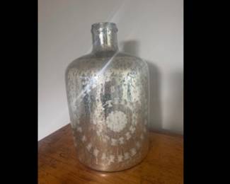 Vintage Mercury Glass Vase.  Beautiful exterior design and great size!  16”h x 9”diameter   $200
