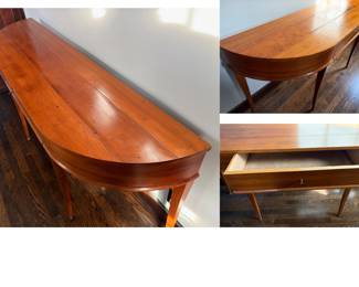 Niermann Weeks Frascati console table in antique pearwood, 66" x 16.5" x 31.5"  Gorgeous and Excl Cond $1400