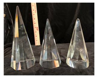 Faceted Crystal Obelisks.  Set of three. $70