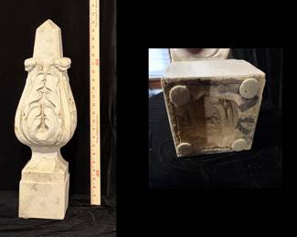 Carved architectural element. Terricotta. 23" x 6.5." Possibly from Detroit.  Wonderful accent piece.  $125