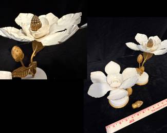 Magnolia candle holders.  Set of two.  Hand sculpted. From Fleur Detroit.  9.5" and 5.5" high.  $110