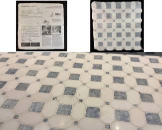 Tenedos Azra/Azula Hatchwork Polished Marble Mosaic Tile 11.75 x 12 in. for walls and floors.  22 full pieces and 5 partial pieces. $230