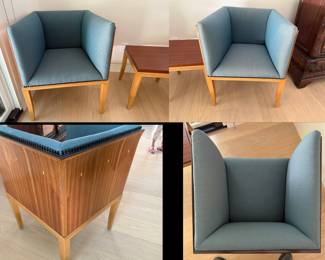 Spectacular three piece set designed by Eliel Saarinen 1929-1930. These are exclusive reproductions authorized by Cranbrook Academy of Art/Museum.  Manufactured by Charles Phipps & Sons and sold by Arkitektura.  c. 1991. Original fabric in excellent condition.  Everything about the set is fabulous and the entire set is in excellent condition.  $8000