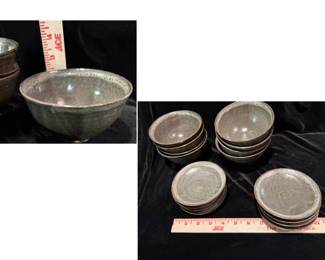 Dark glazed noodle or side bowls. Set of 8 with saucers. $20