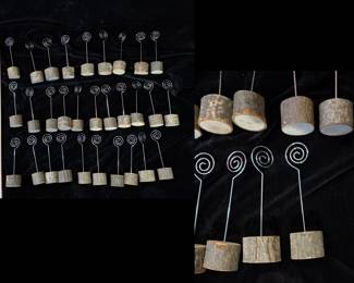 Rustic name tag or menu recipe card holders. Wire and wood.  Thirty pieces $25.00