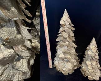 Pair of elegant tabletop holiday trees, 21" and 14" high. From Fleur Detroit.  $30