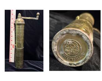 Greek coffee and spice Mill, 10.5". Brass.  Refillable.  $40