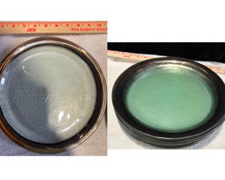 Six Annie Glass-style Silver Leaf dinner plates.  10.25" diameter.  Set of 6.   $40