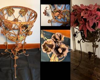 Vintage French art nouveau iron leaf vine-garden plant stand. Gorgeous. 36"h x 18"w.  $195