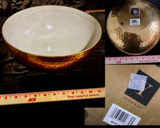 Brass with ceramic glaze display bowls. Grey-blue color. 11.5" x 4.5"    $25 