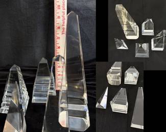 Crystal Obelisks.  Set of five in various sizes up to 10" $50