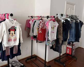 Girls clothes from 0-5T, including shoes, toys and decor. 