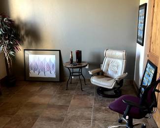 Office Chair, Leather Chair, Side Tables, Faux Tree/Plant