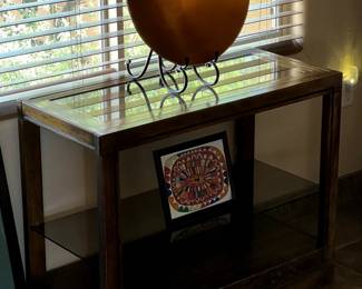 Vintage Console Table w/Glass Shelf 36"Wx16.5"Dx28"H