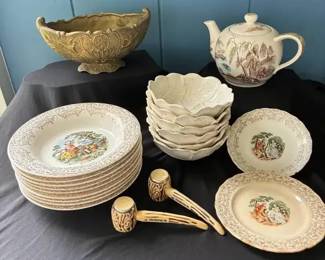 SA135Collection Of Vintage Bowls, Plates,  Musical Teapot