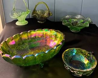 SA118VVintage Glass Bowls, And Baskets