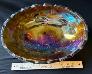 SA122Carnival glass bowl and other vintage glassware in yellow