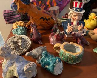 Ceramic kids art & Uncle Sam bank