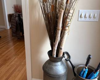 Brass umbrella stand and fancy jug