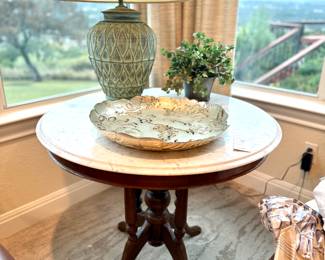 Vintage marble dining table / side table / occasional table