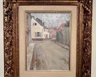 Original oil by E. I. Couse - â deserted Street in Estaples- 16x20