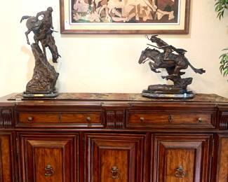 Bronze Mountain Man by Frederic Remington 
Bronze Cheyenne by Frederic Remington 
Michael Cousin’s homage to Picasso’s 1937
“Guernica “” - signed 