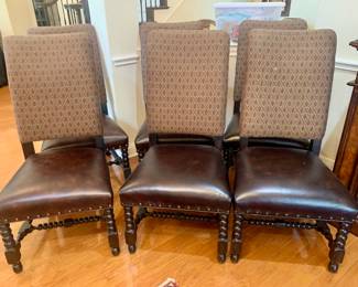 6 leather nailhead dining chairs