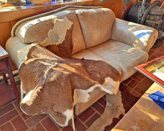 Light Brown Leather Love Seat