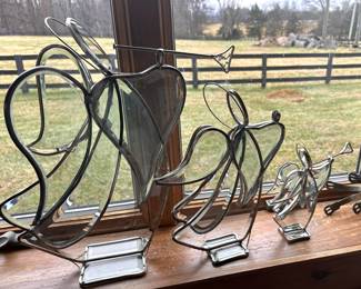 Clear Beveled Glass Angels - Set of 3