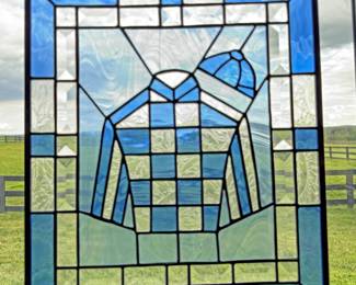 Jockey Silks Stained Glass Hanging