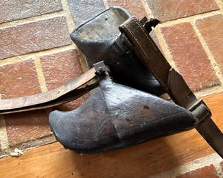 Antique Spanish Colonial Wood and Leather Stirrups