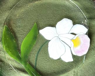 Fused Art Glass with Artistic Floral Design