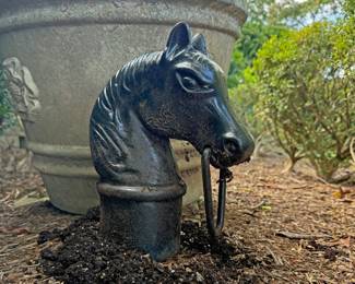 Cast iron horse hitching post