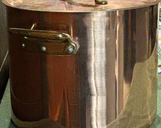 Copper Stockpot With Lid Brass Handles