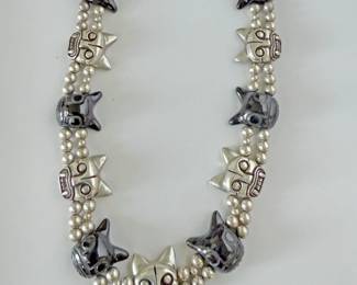 Vintage Mexican sterling silver mask necklace