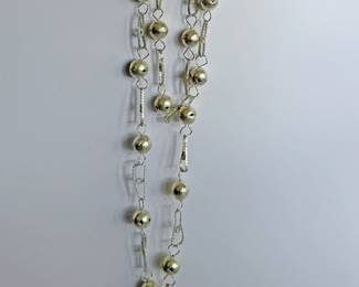 Vintage Guatemalan silver wedding necklace, also known as a "chachal" in the Quiché language, featuring sphere beads and filigree links